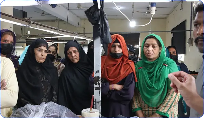 Women participating in a workplace training workshop