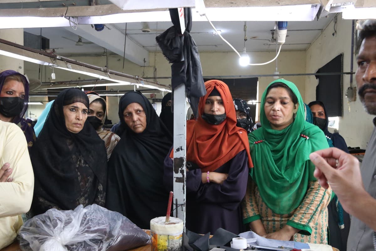 Women participating in a workplace training workshop